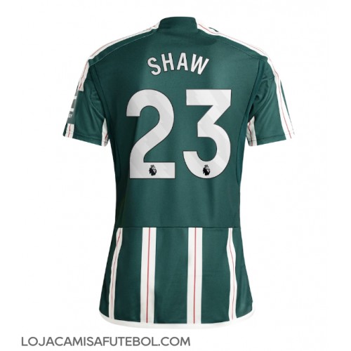 Camisa de Futebol Manchester United Luke Shaw #23 Equipamento Secundário 2023-24 Manga Curta